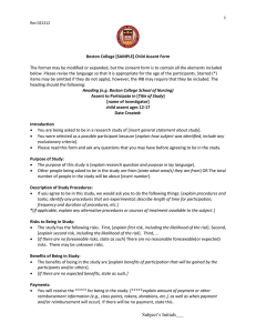 Child Assent Form Sample: Boston College Research