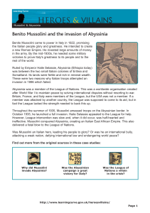 VILLAINS HEROES &amp; Benito Mussolini and the invasion of Abyssinia