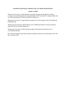 Resolution Endorsing the Adoption of the USA Health and Dental...  October 19, 2005