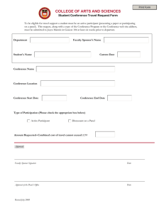 COLLEGE OF ARTS AND SCIENCES Student Conference Travel Request Form