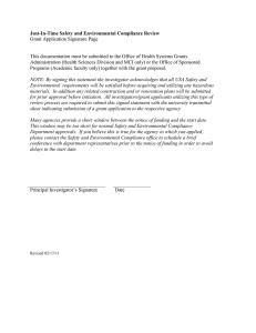 Just-In-Time Safety and Environmental Compliance Review Grant Application Signature Page