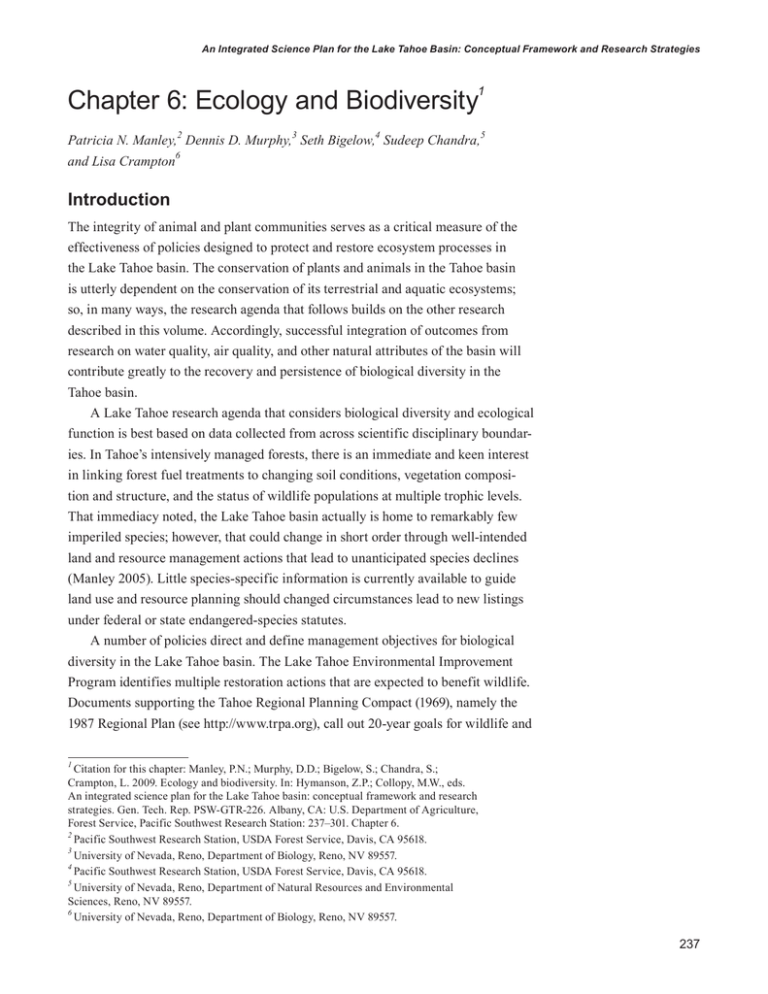 Chapter 6: Ecology and Biodiversity Introduction