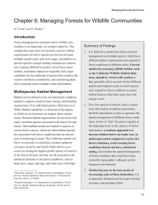 Chapter 6: Managing Forests for Wildlife Communities Introduction Summary of Findings