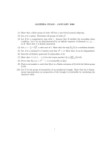 ALGEBRA EXAM - JANUARY 2008