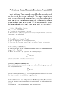 Preliminary Exam, Numerical Analysis, August 2011