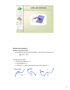Limits and Continuity 1 Review from Calculus 1