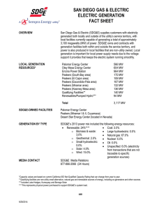SAN DIEGO GAS &amp; ELECTRIC ELECTRIC GENERATION FACT SHEET