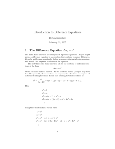 Introduction to Difference Equations ∆a = n 1