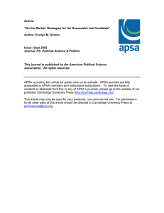 Article: “On the Market: Strategies for the Successful Job Candidate”