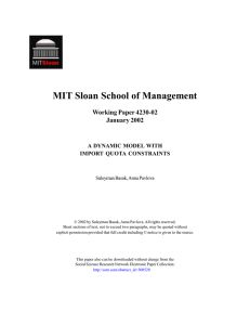 MIT Sloan School of Management Working Paper 4230-02 January 2002 A DYNAMIC MODEL WITH