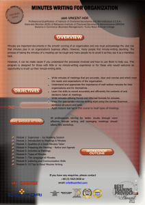 Minutes Writing Workshop: Skills for Effective Meetings