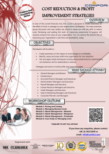 COST REDUCTION &amp; PROFIT IMPROVEMENT STRATEGIES