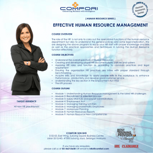 EFFECTIVE HUMAN RESOURCE MANAGEMENT