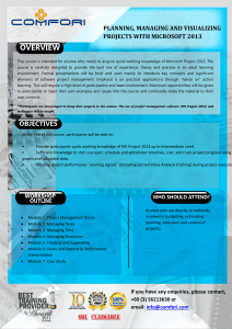 PLANNING, MANAGING AND VISUALIZING PROJECTS WITH MICROSOFT 2013