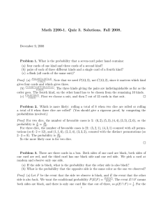 Math 2200-1. Quiz 3. Solutions. Fall 2008.