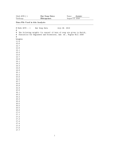 Math 3070 § 1. Bar Soap Data: Name: Example