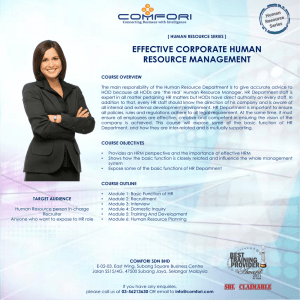 EFFECTIVE CORPORATE HUMAN RESOURCE MANAGEMENT