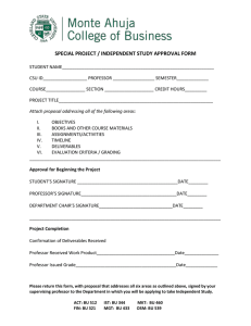 SPECIAL PROJECT / INDEPENDENT STUDY APPROVAL FORM