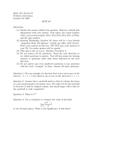Math 165, Section D Professor Lieberman October 30, 2002 QUIZ #7