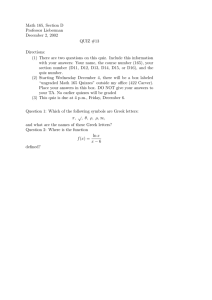 Math 165, Section D Professor Lieberman December 2, 2002 QUIZ #13