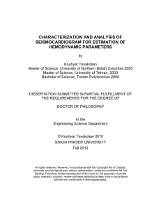 CHARACTERIZATION AND ANALYSIS OF SEISMOCARDIOGRAM FOR ESTIMATION OF HEMODYNAMIC PARAMETERS
