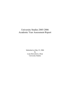 University Studies 2005-2006 Academic Year Assessment Report Submitted on May 23, 2006