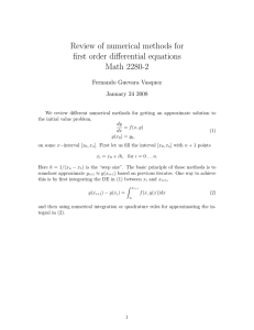 Review of numerical methods for first order differential equations Math 2280-2