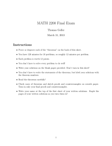 MATH 2200 Final Exam Instructions Thomas Goller March 31, 2013