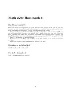 Math 2200 Homework 6 Due Date: March 20
