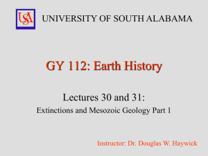 GY 112: Earth History Lectures 30 and 31: UNIVERSITY OF SOUTH ALABAMA