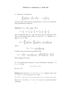 Solutions to Assignment 1, Math 220 1 Solution Conjecture a formula for