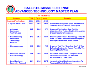 BALLISTIC MISSILE DEFENSE ADVANCED TECHNOLOGY MASTER PLAN