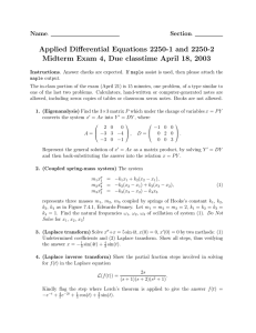 Applied Differential Equations 2250-1 and 2250-2 Name Section