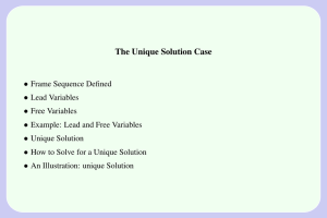 The Unique Solution Case •