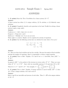 Sample Exam 1 ANSWERS MATH 2270-2 Spring 2012