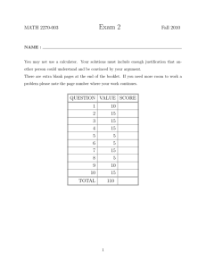 Exam 2 MATH 2270-003 Fall 2010