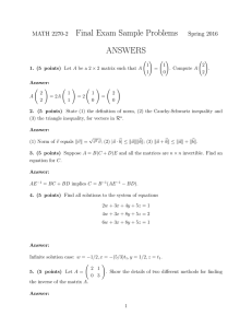 Final Exam Sample Problems ANSWERS MATH 2270-2 Spring 2016
