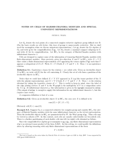 NOTES ON CELLS OF HARISH-CHANDRA MODULES AND SPECIAL UNIPOTENT REPRESENTATIONS Let G