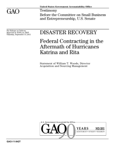 GAO DISASTER RECOVERY Federal Contracting in the Aftermath of Hurricanes