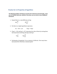 Practice for 3.3 Properties of logarithms