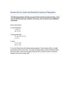Practice for 4.1 Linear and Nonlinear Systems of Equations