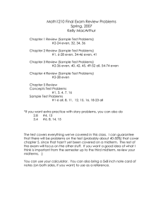 Math1210 Final Exam Review Problems Spring, 2007 Kelly MacArthur