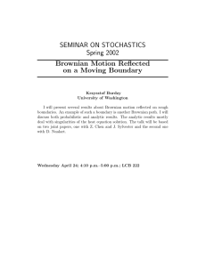 SEMINAR ON STOCHASTICS Spring 2002 Brownian Motion Reflected on a Moving Boundary