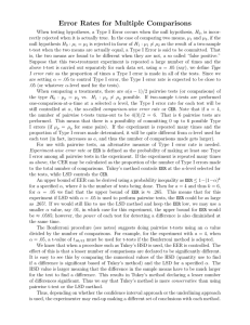 Error Rates for Multiple Comparisons