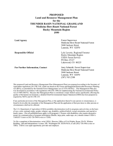 PROPOSED Land and Resource Management Plan for the THUNDER BASIN NATIONAL GRASSLAND