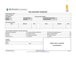 Risk Assessment Worksheet - Monash University