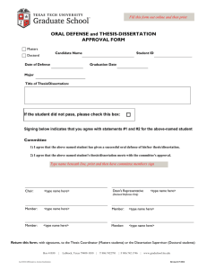 ORAL DEFENSE and THESIS-DISSERTATION APPROVAL FORM Committee
