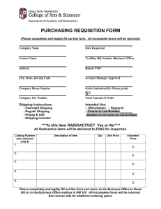 Chemistry Purchasing Requisition Form - College/University