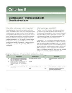 Criterion 5 Maintenance of Forest Contribution to Global Carbon Cycles