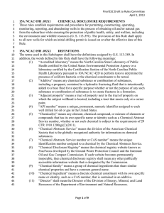 15A NCAC 05H .0XX1 CHEMICAL DISCLOSURE REQUIREMENTS